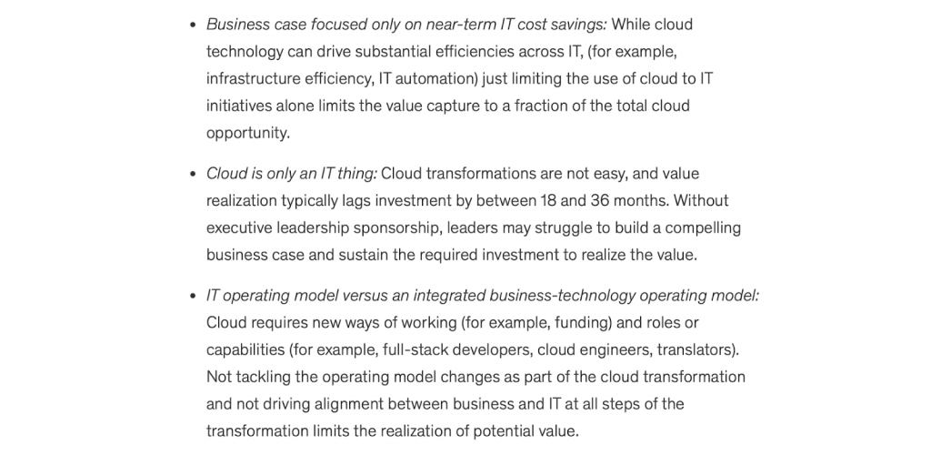 Reasons why some businesses fail the adoption of cloud-based tech